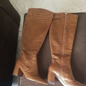 Marc Fisher Brown Over the Knee Boots with Chunky Heel